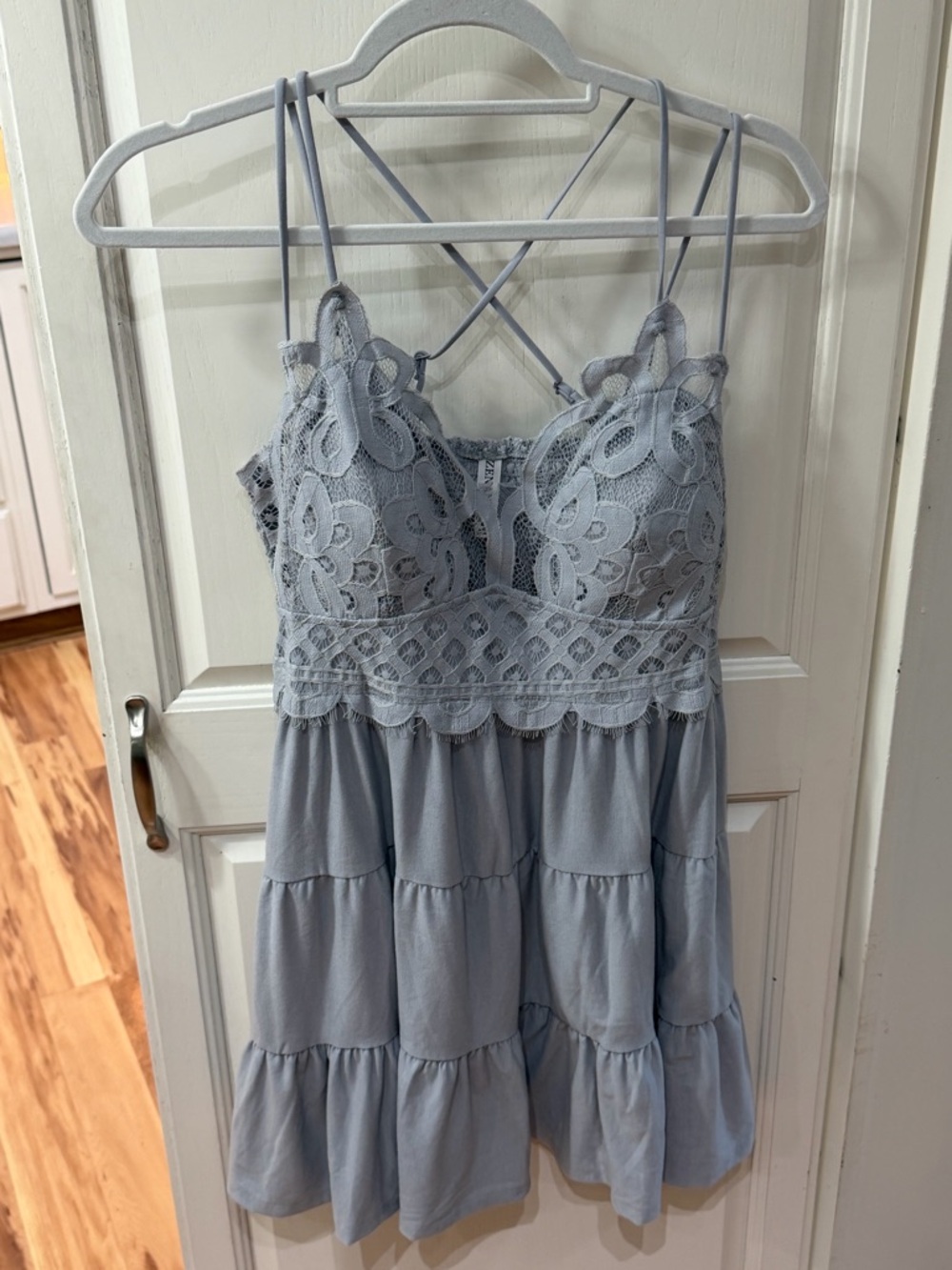 Zenana Outfitters Gray Lace Tiered Camisole